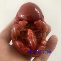 Huanglong Jade Five Rat Lucky Handle Piece Mens Jade Toy Piece Imitation Shoushan Stone Rat Lucky Handle Piece