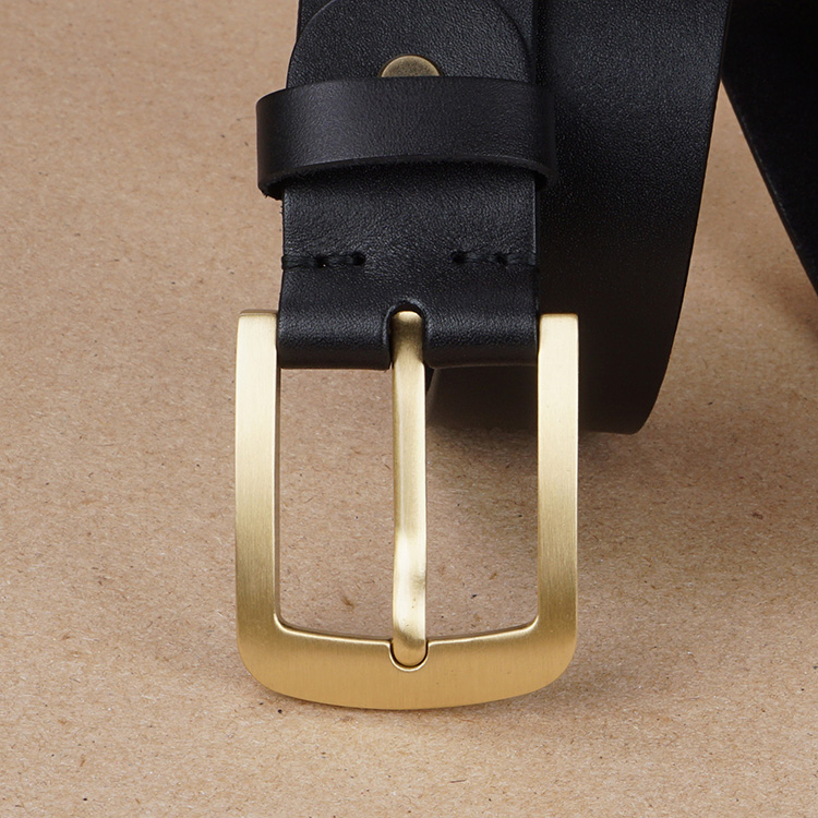 Men Leather Strap Genuine Leather 100 Lap Casual Mid Youth Belt Head Layer Pure Bull Leather Pure Copper Buttoned Head Business Belt 