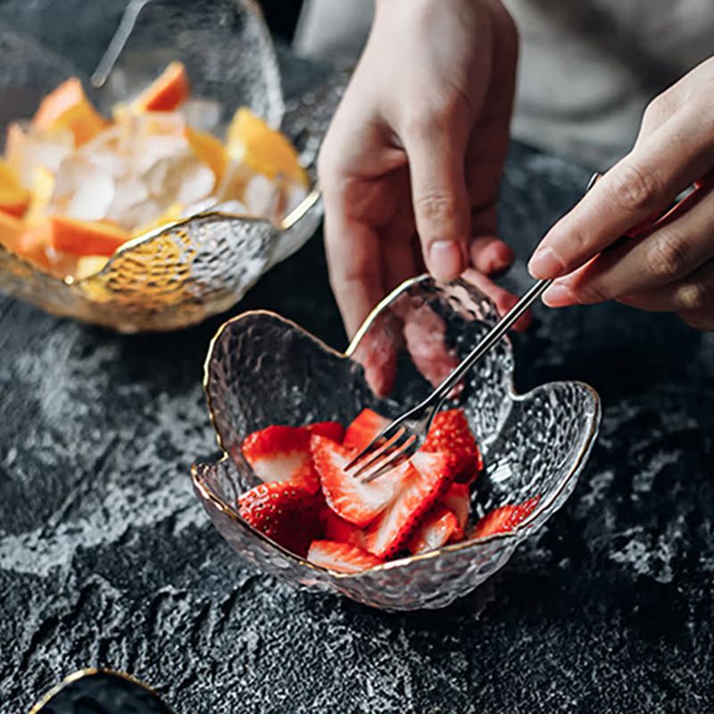 Nordic style Phnom Penh Petal bowl Glass Dessert bowl Dim Sum bowl Fruit bowl Salad bowl Birds nest Ice cream bowl