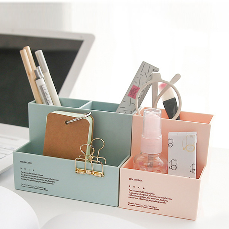 Japanese good product Multi-function pink blue cosmetic tube Small object finishing box Small fresh pen holder Cute storage bucket