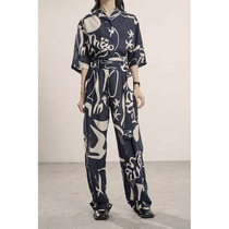LAN VIVIER texture print casual set half sleeve loose top high waisted wide leg trousers 2021 spring summer