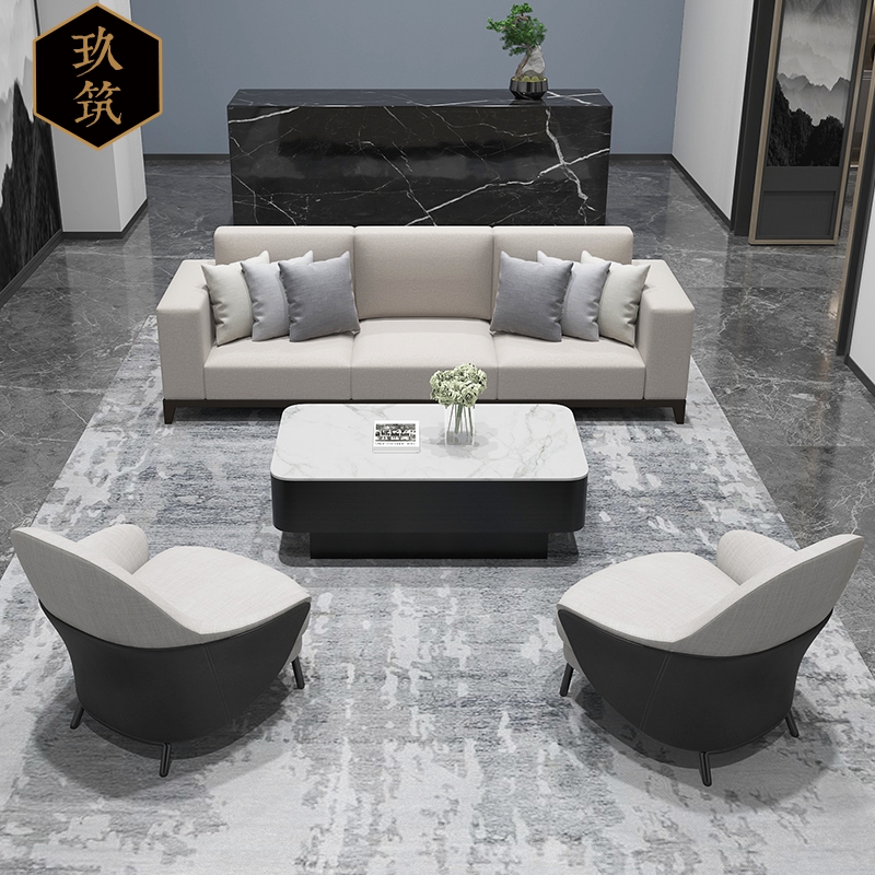 Sales Office Negotiation Sofa Table and Chair Combination Hotel Villa Clubhouse Beauty Salon Reception and Meeting Guest Fabric Card Seat Furniture