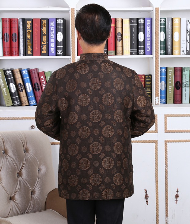 Sợi Xiangyun cao cấp cộng với chất liệu cotton Tang phù hợp với quần áo mùa đông Đàn ông trung niên lụa tơ tằm trang phục dân tộc các nước