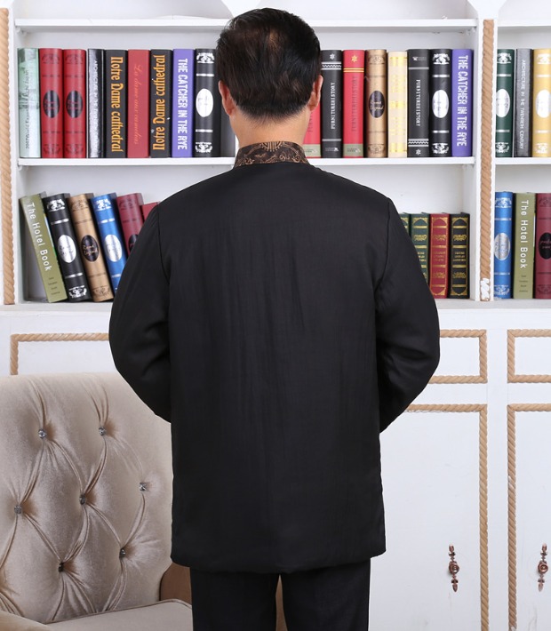 Sợi Xiangyun cao cấp cộng với chất liệu cotton Tang phù hợp với quần áo mùa đông Đàn ông trung niên lụa tơ tằm trang phục dân tộc các nước
