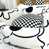 Hand-customized ins warm removable and washable dog kennel cat kennel pet deep sleep nest Malzis Teddy small and medium-sized dogs