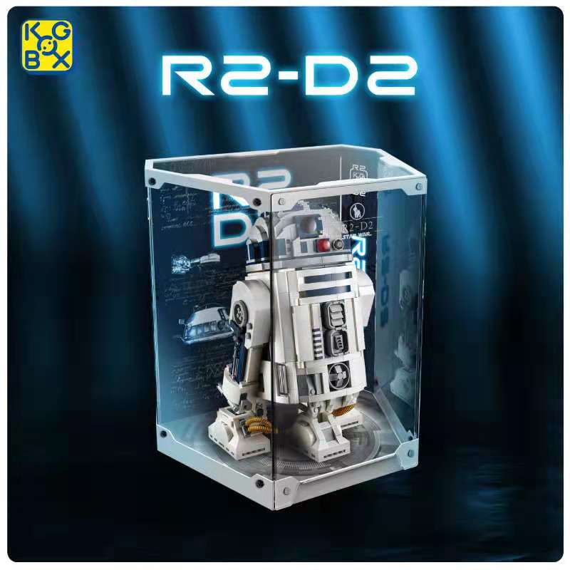 Kgbox Lego 75308 Robot R2-D2 Trash Can Display Box Star Wars Dustproof Box Cover Lighting Decoration