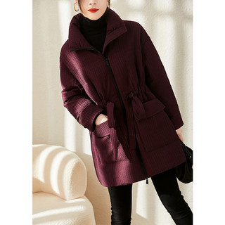 [Winter's New Favorite]Real 90% White Goose down Striped Textured Velvet down Jacket Warm Lace-Up Coat for Women Winter