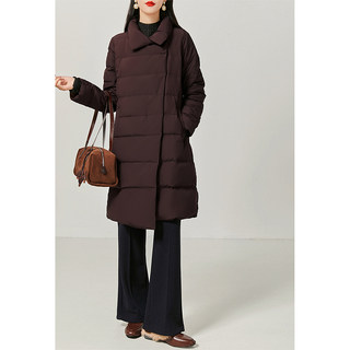 Jianman Walking Quilt Real 90% White Goose down Vintage Intellectual Style Suit Collar Mid-Length down Jacket