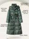 Popular upgrade, artistic retro glossy hooded lace-up waist high collar thickened real white goose down long down jacket