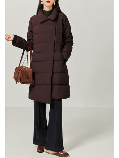 Jian Man Walking Quilt Real 90 White Goose Down Retro Intellectual Style Suit Collar Mid-Length Down Jacket