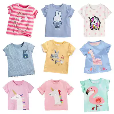 2021 summer new foreign school girls short sleeve T-shirt cotton baby half sleeve children's coat baby base shirt