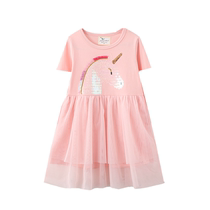 2022 Summer New Girl Pure Cotton Sleeve Dress Specify Gas Princess Dress Baby Unicorn Highlight