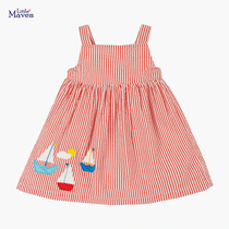 New baby girls striped vest dress pure cotton European and American wind dress 2022 mid - summer children