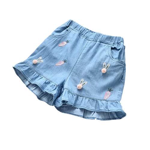 Летняя джинсовая юбка, шорты, штаны, мультяшный милый тонкий кролик, эластичная талия