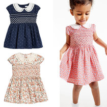 Girl doll lace collar short sleeve floral dress 2021 New Summer Dress Vintage princess dress baby tide