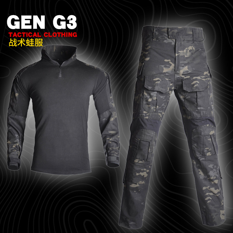 Dark Night Camouflay G3 Frog Serving Black CP Suit Army Meme Special Soldier Field CS Combat Training Clothing Tactical Flip-flop Combat Uniform