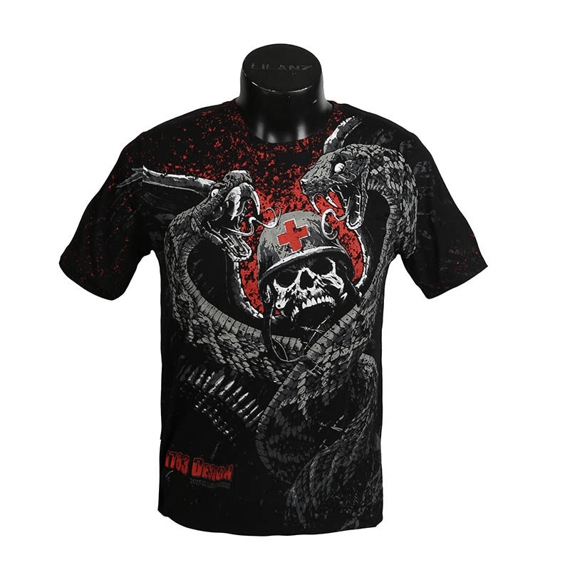 Break code Cleaning up Army fans Tactics T-shirt Harley T-shirt Skull Warrior Short Sleeve Rock Print Short Sleeve Men's Undershirt