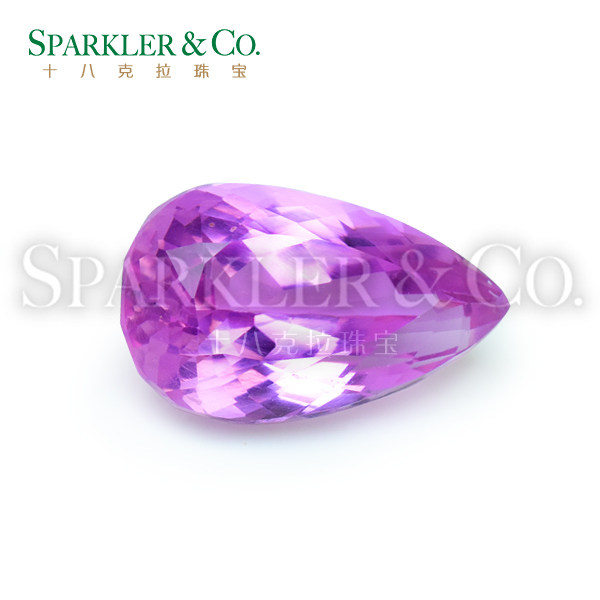 Spot) 9 87 Carat Drop Shaped Natural Full Net Pink Purple Lithium Glow Stone Nude Stone Color Jewel Custom Ring