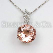 Eighteen carat jewelry (custom) 9 55ct Morganite diamond-set white 18k gold simple design pendant