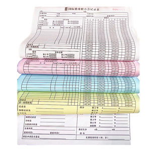 Basketball Game Record Sheet 2025 Latest Version Referee Scoreboard Scoring Thickened Paper Four-Part 25 Copies*4 Parts