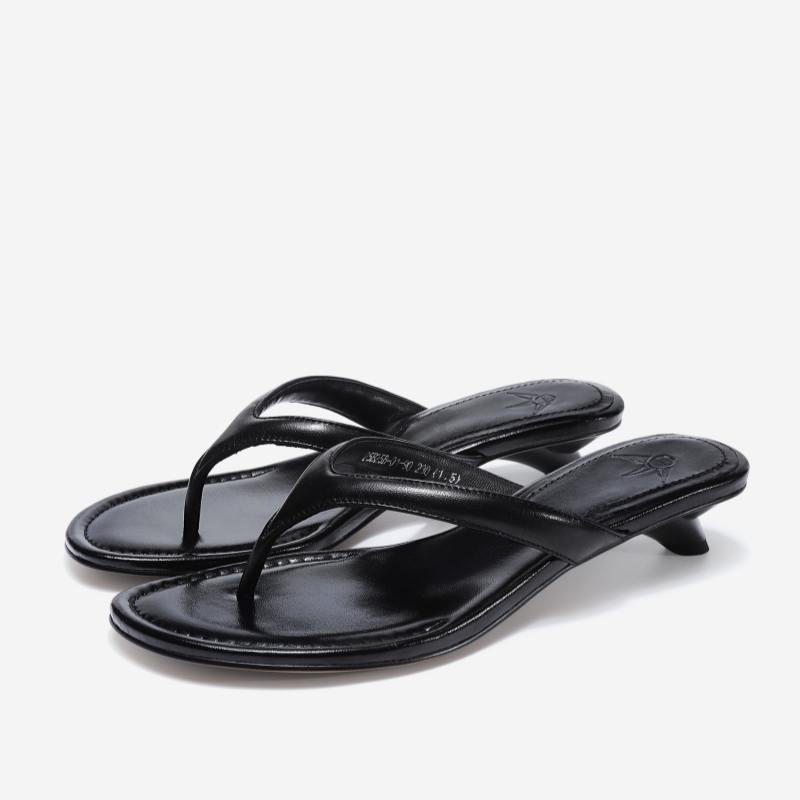 Aranaz Kitten Heel French Resort Style Flip-Flops High-End Oil Wax Sheepskin Stiletto Slippers Sandals