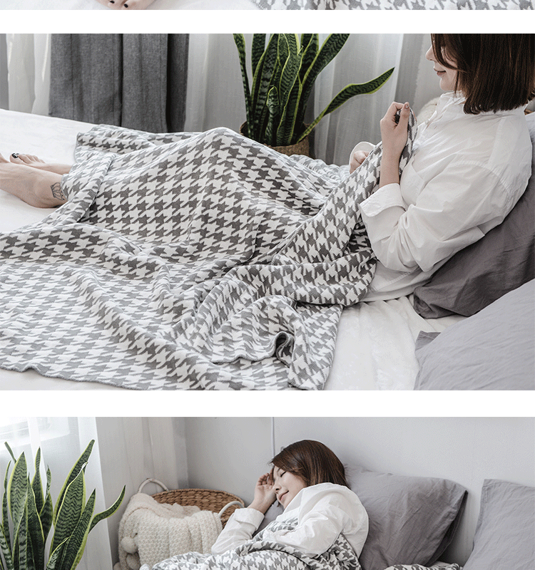 Đan houndstooth chăn bông len chăn văn phòng ngủ điều hòa chăn sofa mùa xuân hè mùa thu giản dị chăn - Ném / Chăn chăn lông cừu loại dày