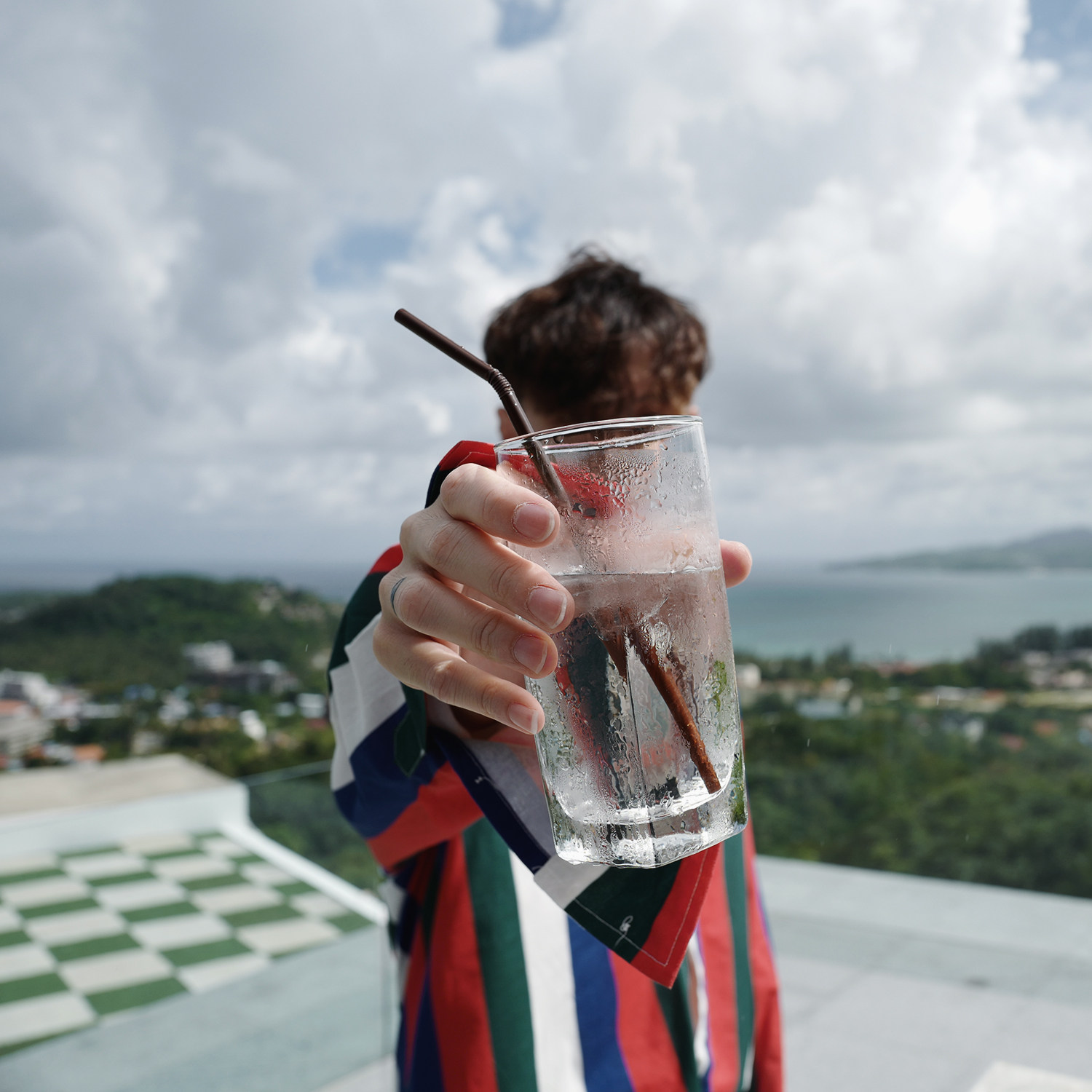 首席名模/17aw 外面买不到的不规则染色长袖条纹OV衬衫潮男