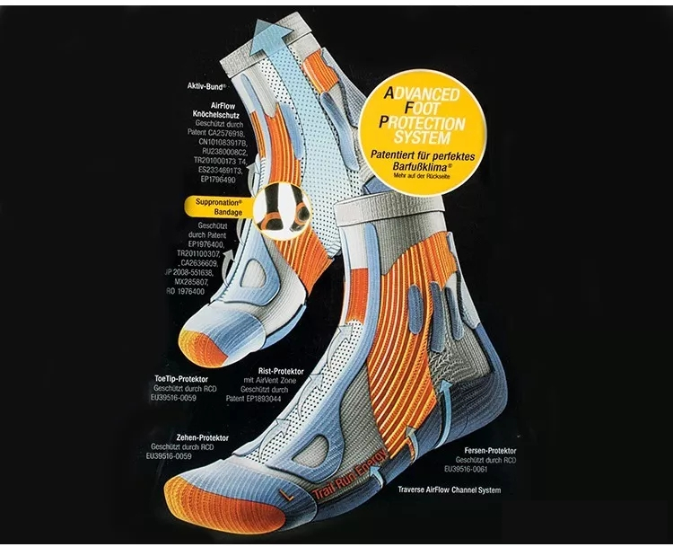 X-SOCKS vớ thể thao ngoài trời chạy marathon xuyên quốc gia vớ đi bộ đường dài vớ đi bộ thoáng khí - Vớ thể thao tất hàn quốc