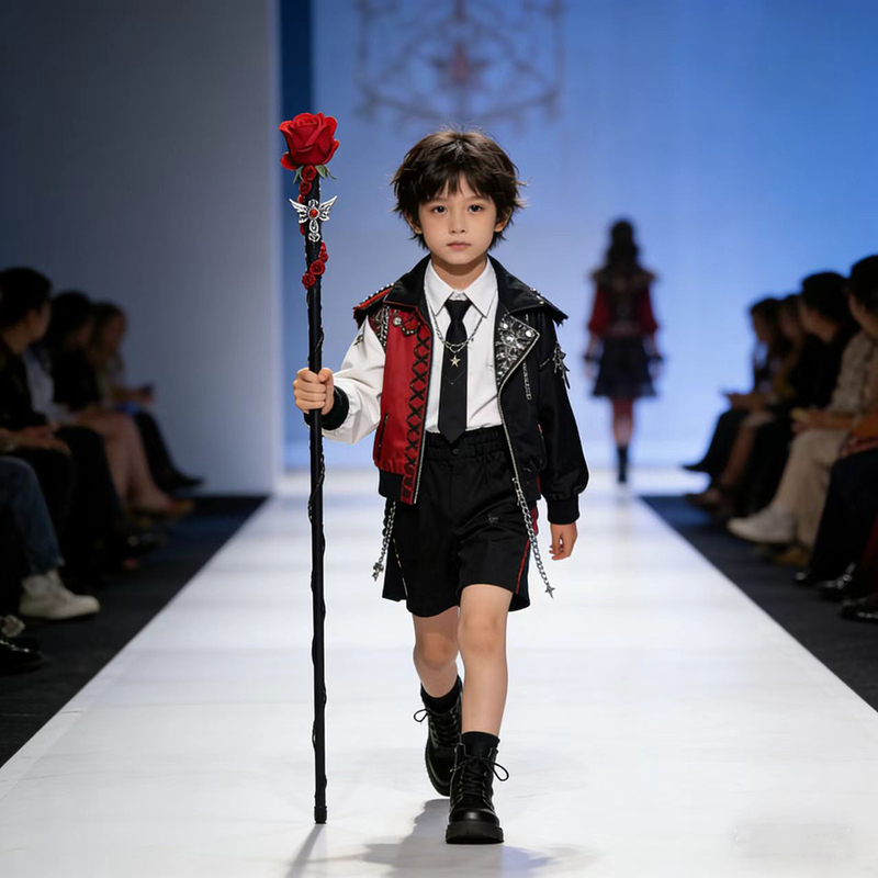Red Rose Magic Wand Kidsren's Stage Catwalk Performance Cosplay Anime Witch Holding Photo Props