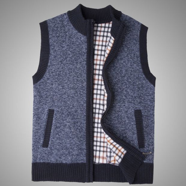 Áo len nam đan len trung niên nam áo len cardigan cỡ lớn áo len trung niên cộng với áo nhung dày bộ vest nam trẻ trung