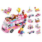 PANLOS BRICK/潘洛斯小颗粒女孩雪糕车冰激凌玩具12合体拼插积木