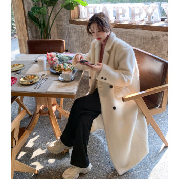 Haloluu wool white woolen coat with high-end feel