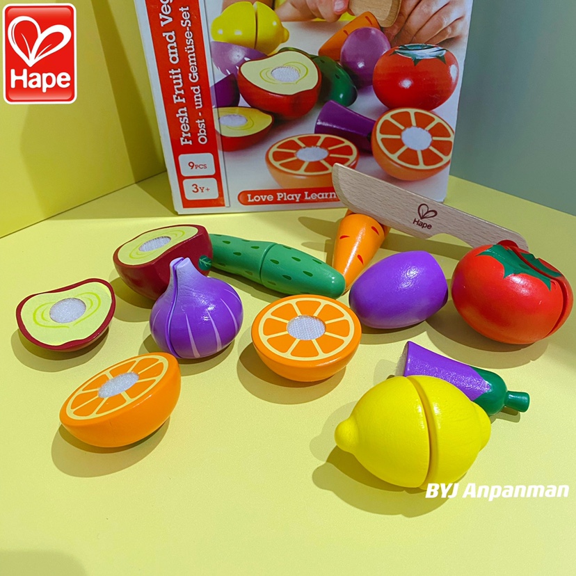 Hape baby cut fruit children cut cut music kitchen vegetables play house girl boy new cake toy