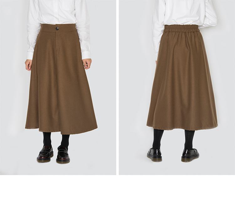 Northage 18aw Women Fall and Winter College Wind Wool Caramel Eo Eo Váy Váy chân váy đen ngắn