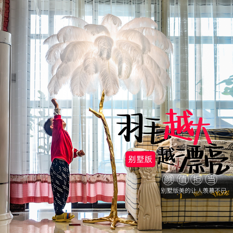 Feather Floor Lamp, Living Room Sofa Corner Design, Artistic French Creative Bedroom Ostrich Feather Lamp