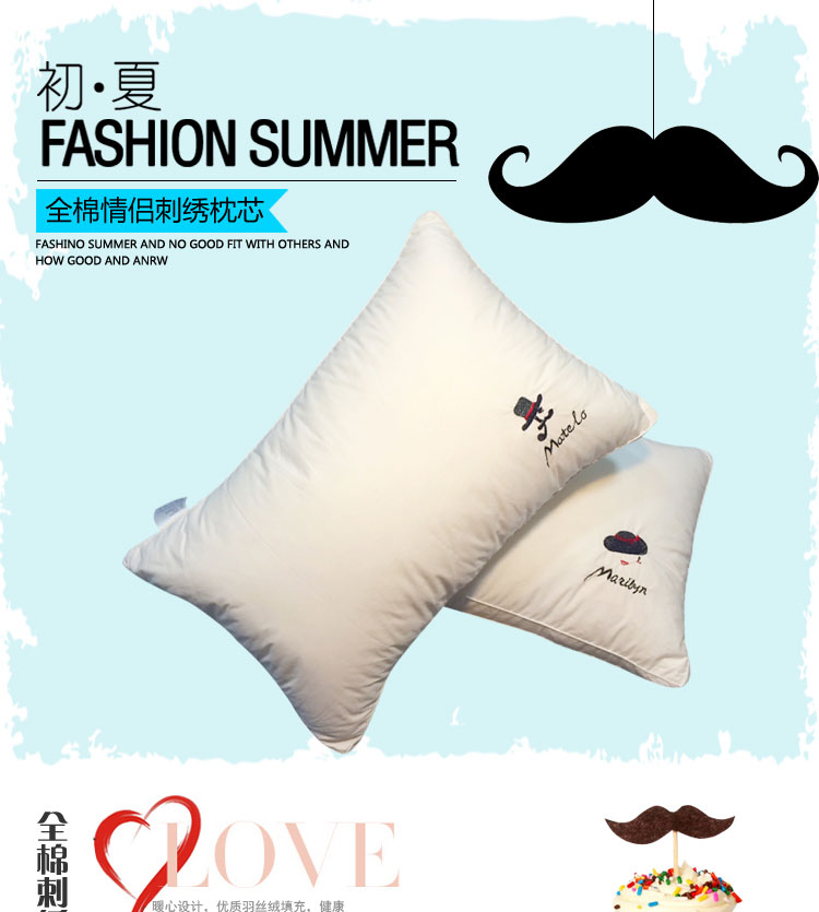 Chất lượng cao lông nhung có thể giặt đơn gối khách sạn sinh viên vải cotton thêu đôi gối chính hãng gối cao su
