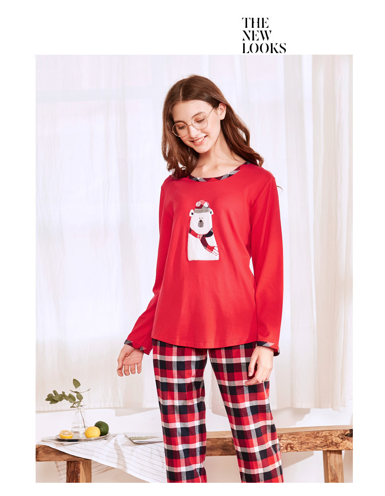 [Mã phá vỡ 钜 惠] Bộ đồ ngủ cotton dài tay tiêu chuẩn Mỹ phù hợp với phụ nữ cotton mùa xuân và mùa thu có thể được mặc bên ngoài dịch vụ gia đình trong năm nay đồ ngủ khủng long