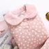 Đồ ngủ tiêu chuẩn Mỹ chần bông nữ mùa thu và mùa đông cotton ba lớp dày ấm áo cotton phục vụ nhà hai mảnh phù hợp Giống cái