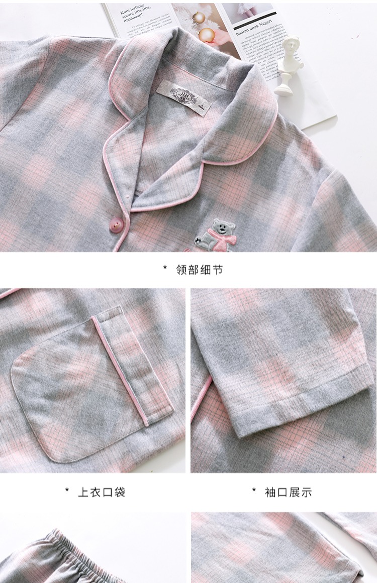 Bộ đồ ngủ cotton dài tay tiêu chuẩn Mỹ nam nữ mùa xuân hè có thể mặc đồ kẻ sọc cotton phục vụ nhà hai mảnh phù hợp với mùa thu đồ bộ mặc nhà bằng vải thun