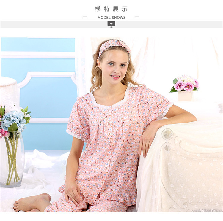 American tiêu chuẩn 2018 hè mới cho nữ bộ đồ ngủ cotton ngắn tay hai mảnh phù hợp với phim hoạt hình cotton dễ thương áo đẹp
