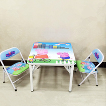 Childrens desk simple 3-6 years old Japanese economy first grade square table and chair dining table 2 people thickened Primary School students write