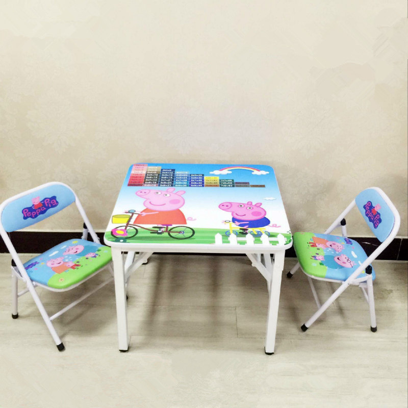 Children's small square table cartoon can fold square dining table mini kindergarten student office chair set