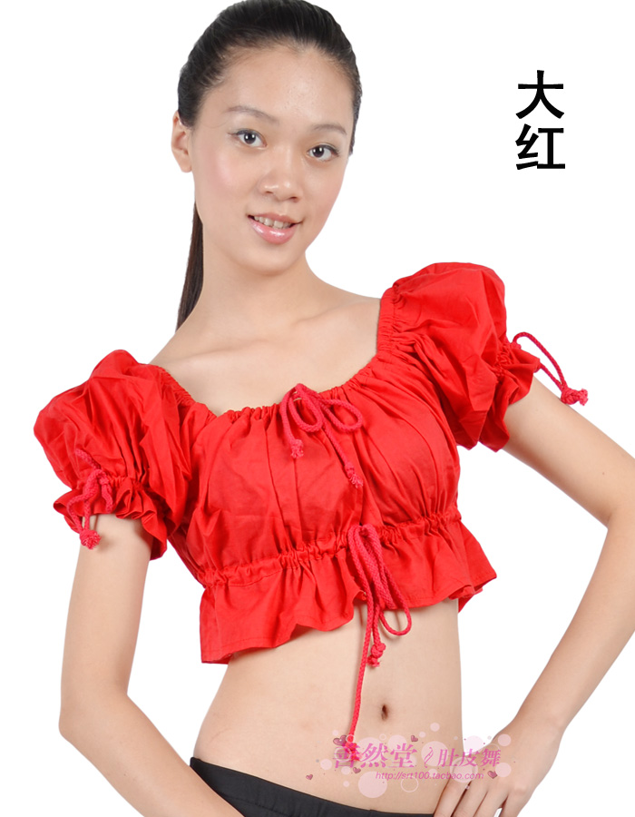 Square dance blouses clothing table performance hop dance practice Costume Belly dance Bubble Sleeves