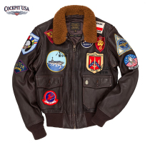 American cockpit Leather Garment Top Gun g1 Leather Jacket Lapel Lapel Demolition Cardinal Leather Coat