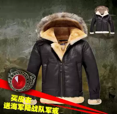 American leather jacket B3 Air Force flight jacket leather hair one leather thick male hooded broken code loss clearance