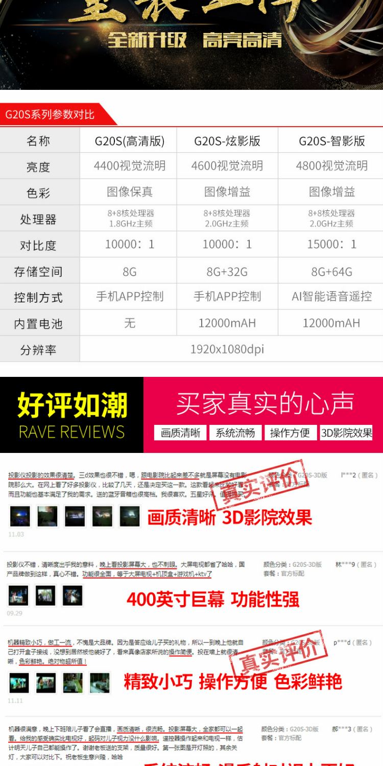 Máy chiếu gia đình Meigao G20S 3D thông minh 4K HD không dây wifi văn phòng máy chiếu gia đình - Máy chiếu