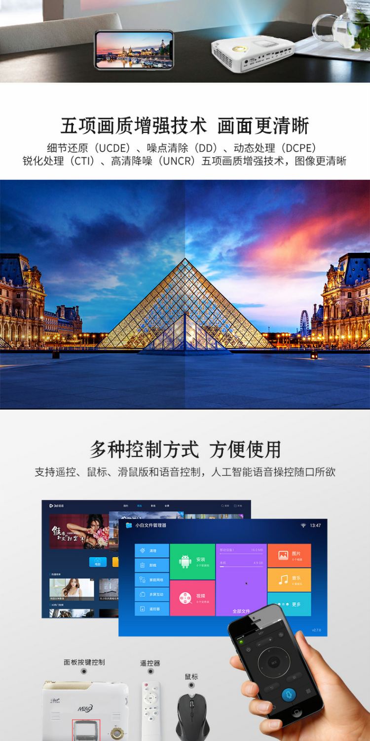 Máy chiếu gia đình Meigao G20S 3D thông minh 4K HD không dây wifi văn phòng máy chiếu gia đình - Máy chiếu máy chiếu xiaomi