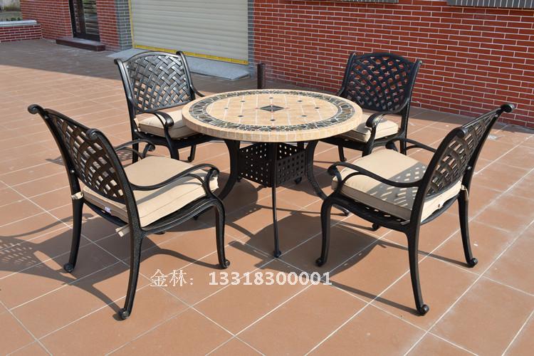 Đồ nội thất bằng nhôm đúc Đồ nội thất ngoài trời Bàn ghế sân Bàn lớn Một bộ 12 ghế Vườn tối giản châu Âu và Mỹ ghế ngoài trời