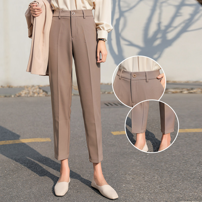 High waist suit pants women's nine points spring, summer and autumn new straight loose casual small feet black small western pants cigarette pipe pants