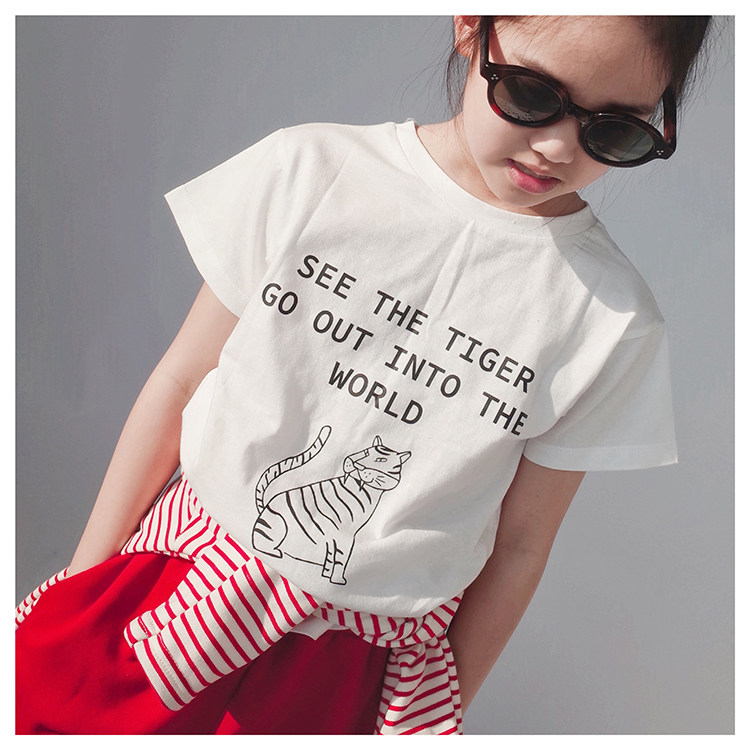 Doll Amy Xia original new custom men's and women's small and medium-sized children's pure cotton letters short-sleeved round neck basic white t-shirt